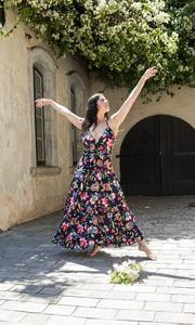 Robe longue d'été vintage pour femmes, dos nu, imprimé floral numérique, 100% coton naturel, pour soirée et fête - Product Image 4