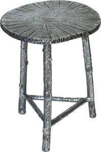 Table d'appoint et d'appoint en fonte d'aluminium Table d'appoint occasionnelle Finition étain avec patine DE MZ INTERNATIONAL - Product Image 5