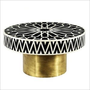 Mesas de centro redondas exclusivas con incrustaciones de hueso Vintage para el hogar y de lujo disponibles a los mejores precios - Product Image 1