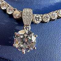 Collier tennis élégant en moissanite avec pendentif solitaire en argent sterling 925 plaqué rhodium, chaîne maille forçat, bijou de luxe pour mariée, cadeau