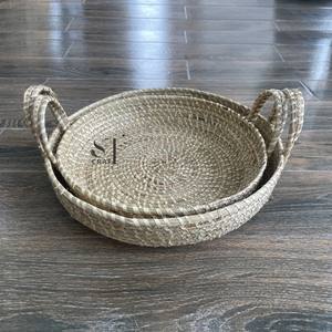 Plateau de service en bois écologique tissé à la main vaisselle décorative tissée ronde fabriquée au Vietnam pour les occasions alimentaires - Product Image 5