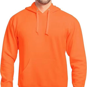 Sweat-shirts décontractés pour hommes en polyester/coton polaire, couleur unie, coupe régulière avec poche, écologiques, séchage rapide, respirants - Product Image 1