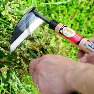 Japanese HT-0053 Single-Edged Thin Weeding <b>Sickle</b> Hounen Kihan 750mm Wood Handle Handmade in Japan - Product Image 6