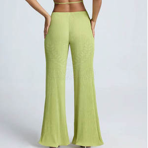 Pantalones Acampanados para Mujer con Logotipo Personalizado, Cintura Elástica, Ajuste Ceñido, Cintura Alta, Algodón Transpirable, Casuales y Elegantes, Venta al Por Mayor - Product Image 2