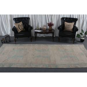 Alfombra de lana clásica Beige azul de 5,1x11,2 pies con respaldo de látex, área grande turca de retazos para adolescentes para pasillo, habitaciones rectangulares - Product Image 3