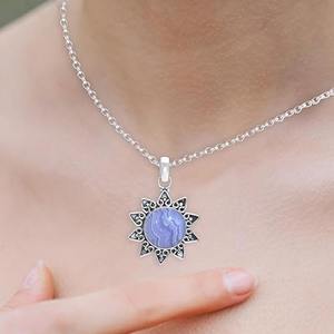 Forme d'étoile Bleu Dentelle Agate Gemstone 925 Sterling Silver Wholesale Pendentif Fine Jewelry Pendentif Avec 925 Silver Pendant Jewelry - Product Image 3