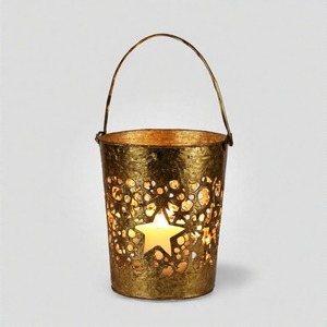 TwinkleCup Frosted Elegance Cast Aluminum Candle Holder Holiday Table Centerpiece with Snowflake Detailing - Product Image 6