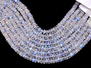 AAA Arco Iris blanco piedra lunar piedra preciosa 5mm Rondelle facetado cuenta Natural azul fuego Flash piedra lunar piedra preciosa cuenta suelta para joyería - Product Image 4