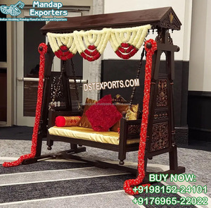 Ceremonia India de Baby Shower Columpio de madera Sangeet Noche Oonjal de madera para novia Interior Mehend Jhula para novia Venta de fábrica EE. UU. - Product Image 2