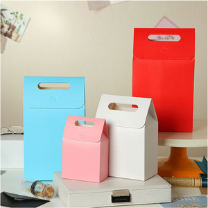 Caja de regalo negra Caja de embalaje de regalo independiente fresca pequeña blanca Bolsa de papel de ventana visual Caja de regalo de color sólido simple - Product Image 6