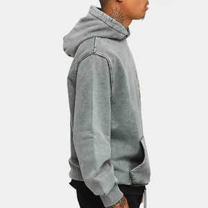 Venta al por mayor 420 Gsm Acid Wash sudaderas con capucha logotipo personalizado hombres tamaño desgastado en blanco ácido Vintage lavado 100% algodón invierno OEM - Product Image 2