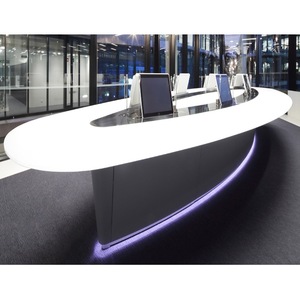 Instalación <span class=keywords><strong>de</strong></span> Enchufes Eléctricos Modernos a Medida, Diseño Curvo Superior, <span class=keywords><strong>Piedra</strong></span> <span class=keywords><strong>Artificial</strong></span>, Oficina, Mesa <span class=keywords><strong>de</strong></span> Conferencias Moderna Hecha a Medida - Product Image 3