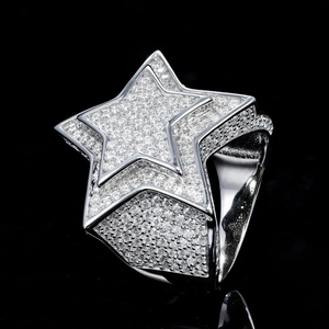 Anillo de Compromiso de Lujo Unisex de Oro Blanco de 14K con Estrella, Diamante Cultivado en Laboratorio con Corte Baguette, Estilo Étnico, Plateado, Certificado - Product Image 6
