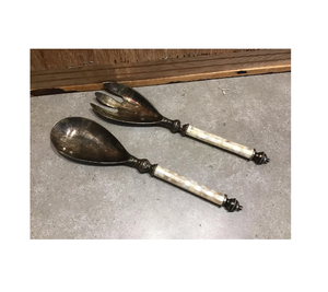 Handmade Homewares Steel Salad Server Spoons Forks Utensils Kitchen Spoon Mirrored steel <b>Gift</b> Accessories Top Trending Design - Product Image 3