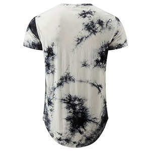 T-shirts vintage surdimensionnés lavés à l'acide pour hommes Streetwear Hip Hop personnalisé avec chemise en coton Hipster teint par cravate à ourlet incurvé - Product Image 2