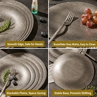 Assiette de service ronde rétro en acier inoxydable 304, plat peu profond vintage pour café, restaurant, maison