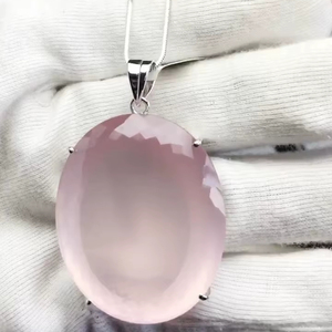 Colgante de Plata de Ley 925 de Calidad AAA con Cuarzo Rosa Natural, Diseño Único, Hermoso Brillo para Fiestas - Product Image 1