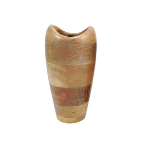 Pots de fleurs en bois d'acacia pour la décoration de table de bureau taille personnalisée et vase de fleur en bois sculpté de forme ronde avec vernis brillant - Product Image 5