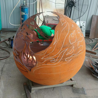 Foyer extérieur rond en acier sur mesure, sphère métallique en acier, globe terrestre, boule de feu