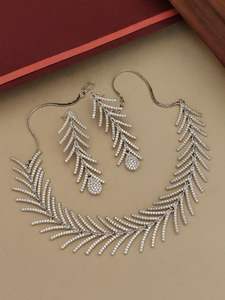 Super Quality Luxury <b>Gold</b> Plated Ethnic Crystal Leaf Design Necklace <b>Set</b> Matching Earrings Women Party Wedding Fashion Jewelry - Product Image 2