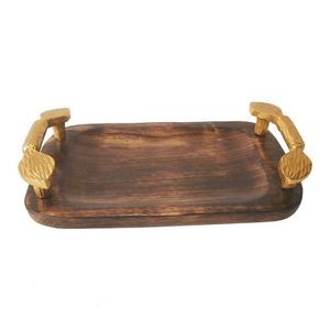 Plateau en bois à l'intérieur du plateau de serveur de nourriture de concepteur de finition d'émail pour la restauration à domicile - Product Image 5