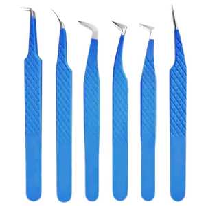 Juego de Pinzas para Pestañas de Acero Inoxidable de Alta Calidad, 6 Piezas, Color Azul, Punta Puntiaguda, por TARIQ MFG CO - Product Image 6