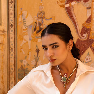 Majestic Maharani <b>Emerald</b> Gajaah 925 Silver Polki Diamond Ruby <b>Emerald</b> Earrings <b>Set</b> Gold Finish Royal Bridal Jewellery - Product Image 3