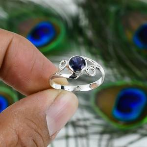 Piedra preciosa natural Lolita cabujón sólido 925 plata esterlina anillo hecho a mano joyería plata esterlina 925 anillo estampado joyería - Product Image 3