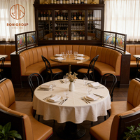 Chaise en bois courbé de style rétro français, canapé en cuir à surpiqûres verticales, ensemble table en bois pour restaurant, café, hôtel, bistrot
