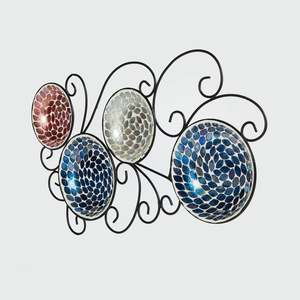 Porte-bougie mural en verre mosaïque ambré de luxe, métal, décoration intérieure de maison et d'hôtel de qualité supérieure, appliques verticales en fer forgé - Product Image 2