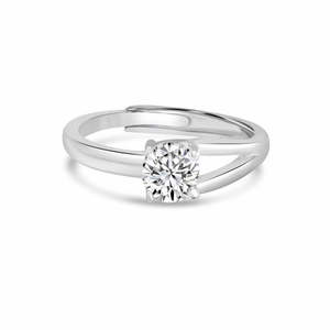 NOVAMART Fine Romantic <b>Solitaire</b> Cluster <b>Ring</b> in Sterling <b>Silver</b> Rhodium Plated with Diamond Engagement Promise Gift for Her IGI - Product Image 2