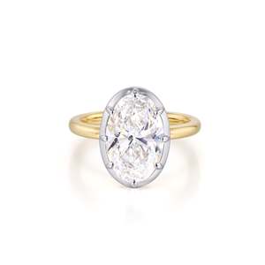 Anillo de compromiso ovalado vintage de 4.0 ct con diamante cultivado en laboratorio D-F VVS1-VS2 en oro amarillo o blanco de 14K o 18K para regalo de aniversario nupcial. - Product Image 3
