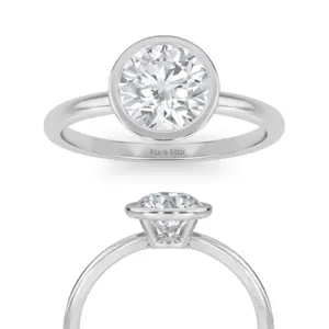 Lydia Round Brilliant Cut Bezel Set Solitaire Lab Grown Diamond Comfortable Fit Engagement Ring