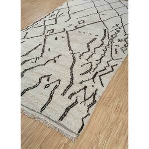 Tapis en laine ivoire Zuri noués à la main, motif géométrique abstrait pour la maison, le salon, le couloir, l'entrée, design rectangulaire puzzle pour adolescents - Product Image 2