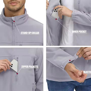 OEM Custom logo Lining Lightweight Windbreaker Uniform Waterproof Fleece <b>Jumper</b> Men's Outdoor Soft Shell Jacket - Product Image 3