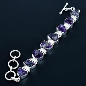 Bracelet brut d'améthyste Améthyste violet Pierre brute faite à la main Bracelet en argent sterling 925 Bracelet brut d'améthyste pour l'amour - Product Image 3
