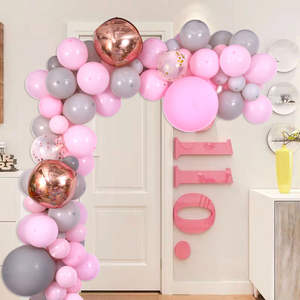 Kit de guirlande d'arche de ballons métalliques rose pastel et gris de 153 pièces pour la fête des mères, la rentrée scolaire, la Saint-Valentin et les fêtes - Product Image 1