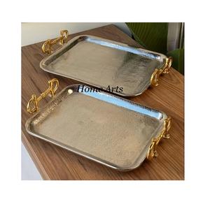 Lot de 2 plateaux de service pour thé et café de différentes tailles Plateau de service pour bonbons en aluminium au design fabuleux - Product Image 6