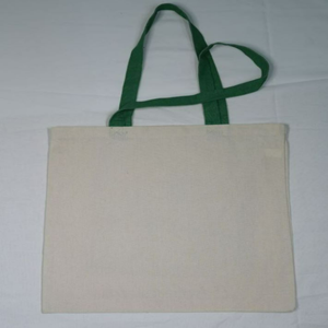 Bolsa de algodón orgánico 100% con logotipo personalizado impreso, almacenamiento de lona reutilizable para exteriores con mango superior liso promocional en blanco - Product Image 4