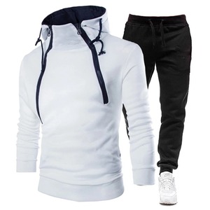 Customize High Quality Men's Fashion Hoodie Sweatpants Set High Collar Pullover Men's Sweatwear+Pants Set Top Jacket Coat - Product Image 3