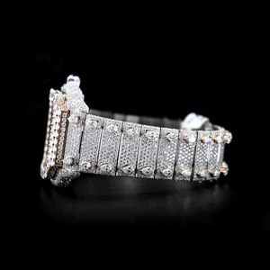 Montres de luxe pour hommes personnalisées en usine, entièrement serties de diamants de laboratoire, cadran arabe à deux pierres, clarté VVS, cadran carré en acier et verre, Miyota - Product Image 3