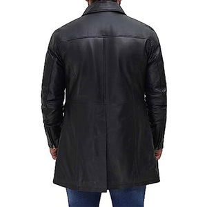 เสื้อแจ็คเก็ตหนังสีน้ำตาลสไตล์วินเทจทรงเข้ารูปสำหรับผู้ชาย ดีไซน์แฟชั่นใหม่ บุด้วยผ้าเดนิม เหมาะสำหรับฤดูหนาว - Product Image 3