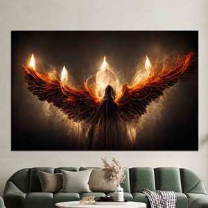 Impresión en Lienzo Lucifer Fire Wings: Obra de Arte Gótica Impresa para Decoración del Hogar, Lienzo Enrollado - Product Image 1