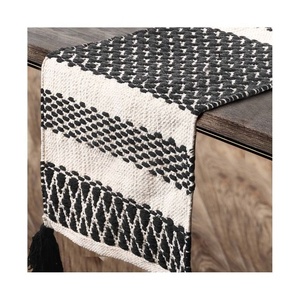 Indian Exporter Luxury Embroidered <b>Black</b> & White Wholesale 100% Pure Cotton GOTS Certified Top Quality Decoration Table <b>Runner</b> - Product Image 1