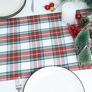 100% cotton kẻ sọc kẻ sọc bảng Runner 14x72 inch hiện đại trang trại rô thiết kế màu đỏ và trắng cho Giáng sinh - Product Image 3