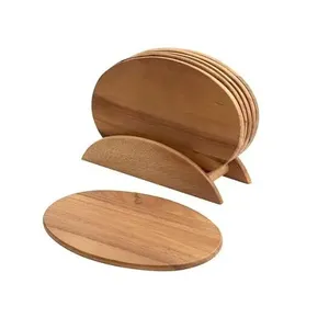 Wholesale Rustic Shape Natural Color Wooden Coasters Square Wood <b>Pads</b> for Tea <b>Coffee</b> Home Use with Customized Logo - Product Image 2