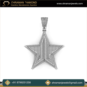 Design élégant de qualité standard 4.27 ct. Pendentif étoile en or deux tons personnalisé Ice Out en or massif 10K pour hommes du fournisseur indien - Product Image 2