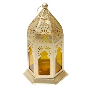 Ensemble de 2 lanternes suspendues marocaines au design classique avec verre bleu parfait pour la décoration de Noël - Product Image 6