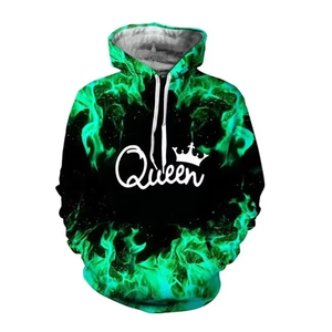 <b>3D</b> Print Trendy Matching Couple King and Queen <b>Hoodies</b> His Her Hooded Pullover Sweatshirt Casual Regular Fit Zipper Unisex - Product Image 2
