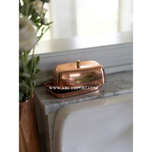 Superbe plat à beurre en cuivre de décoration de table design très exigeant plats à beurre métalliques polis miroir et assiettes indiennes - Product Image 6